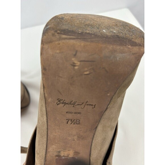 Elizabeth & James E-more Platform Booties Tan Brown Leather 7.5 B Peep Toe - Picture 5 of 13
